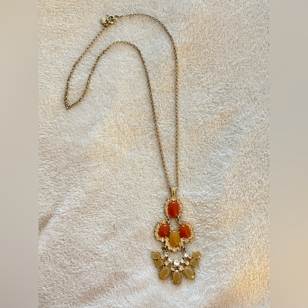 J Crew Gold and Orange Necklace